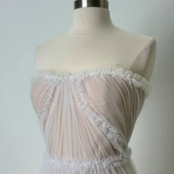Brand New US 4 Anna Augusta White Maxi Evening Dress with Nude Lining - Picture 2 of 8